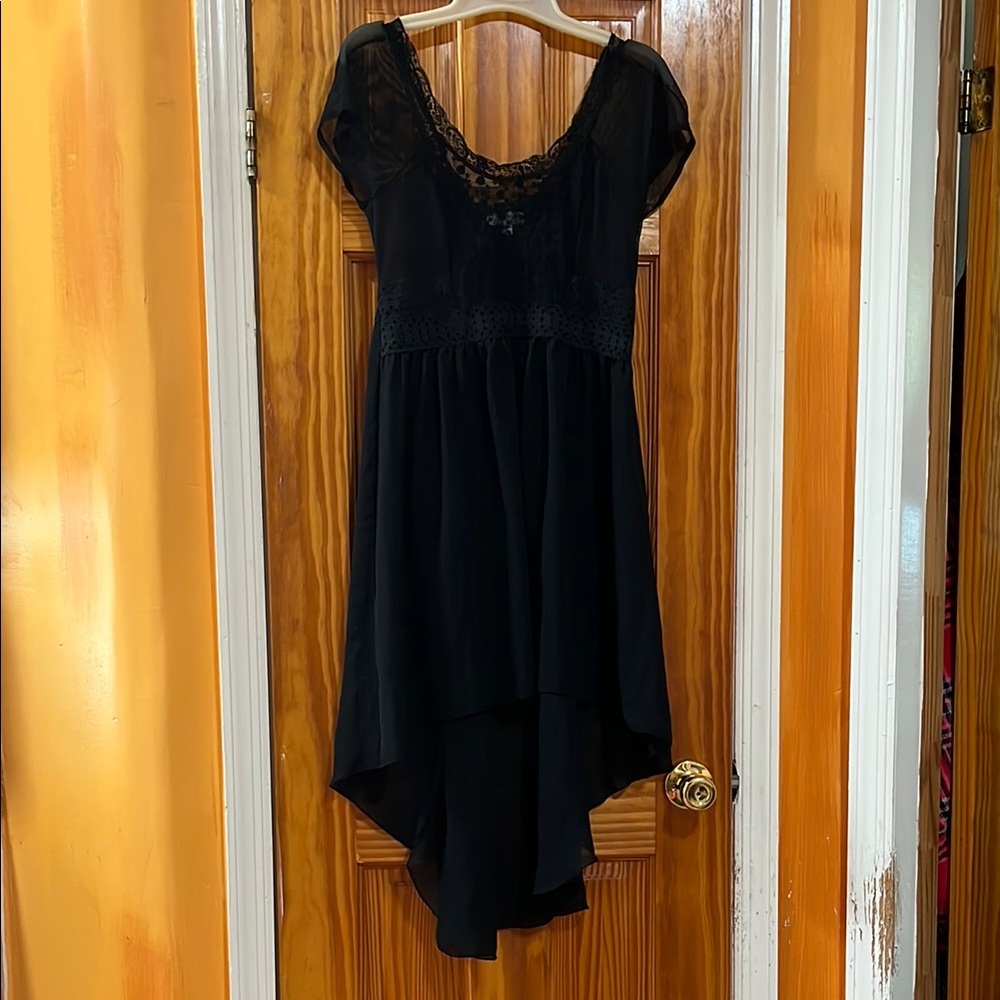 Olsenboye Lace Whimsical Fairy Goth Sheer High Low Dress Sz M Babydoll Y2K